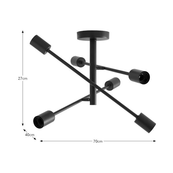 Elements Koppla 6 Light Semi Flush Ceiling Light