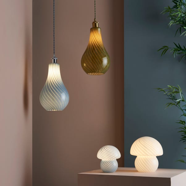 Elements Small Glass Mushroom Table Lamp