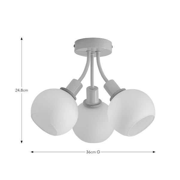Elements Bailey 3 Light Semi Flush Ceiling Light