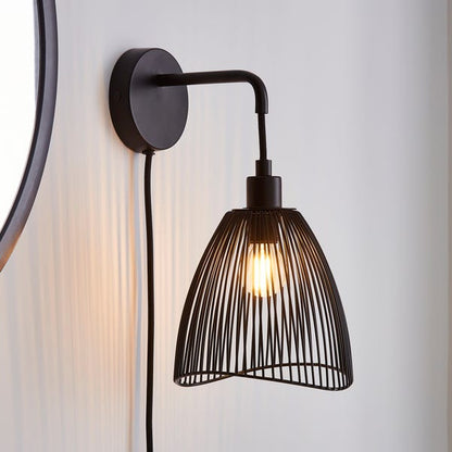  Elements Jaula Rattan Plug In Wall Light