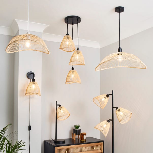  Elements Jaula Rattan Plug In Wall Light