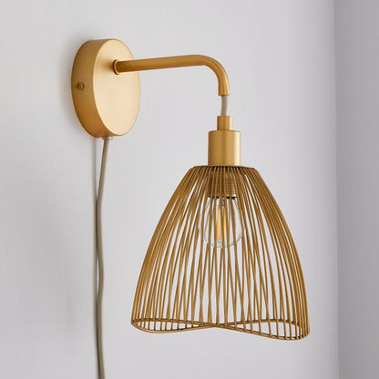  Elements Jaula Rattan Plug In Wall Light