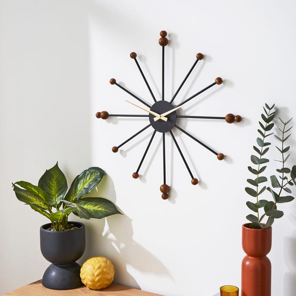  Elements Sputnik Wood Effect Wall Clock