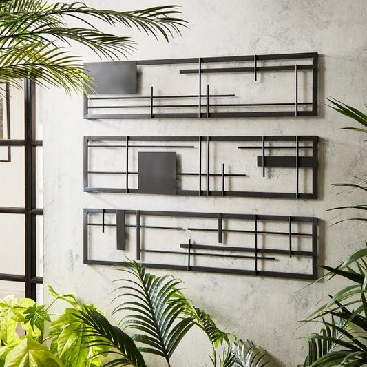  Elements Set Of 3 Indoor Outdoor Metal Wall Art Panels