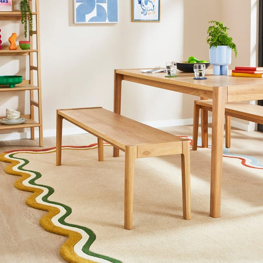  Elements 2 Seater Holmes Dining Bench, Modern Oak
