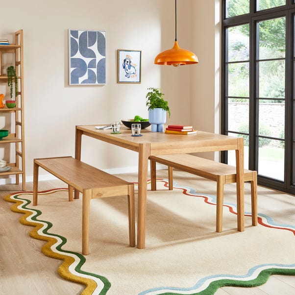  Elements 2 Seater Holmes Dining Bench, Modern Oak