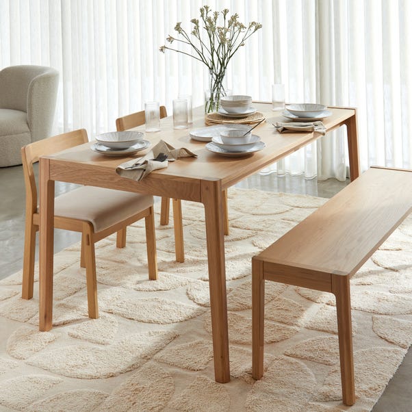  Elements Holmes 6 Seater Rectangular Dining Table, Modern Oak