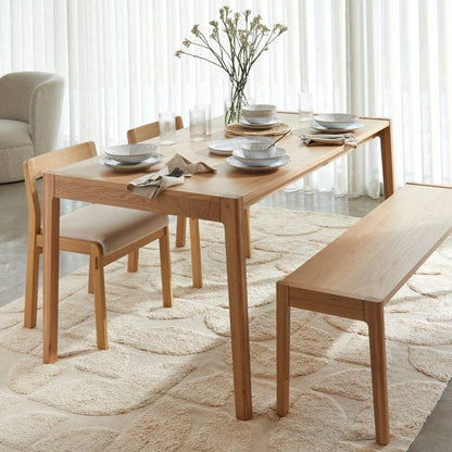  Elements Holmes 6 Seater Rectangular Dining Table, Modern Oak