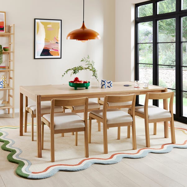  Elements Holmes 6-8 Seater Extendable Dining Table, Modern Oak