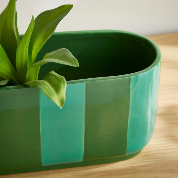  Elements Striped Ceramic Windowsill Plant Pot