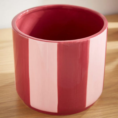 Elements Striped Ceramic Plant Pot