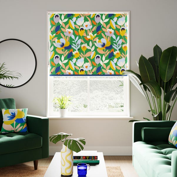  Elements Fieldsley Floral Green Blackout Roller Blind
