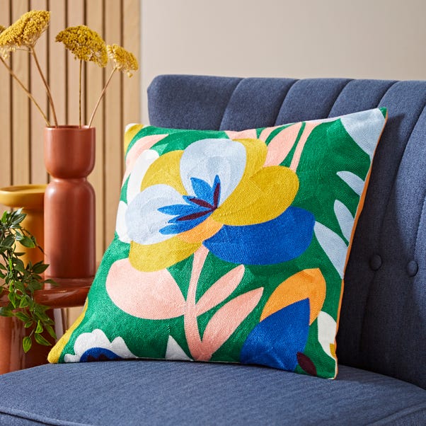  Elements Fieldsley Floral Crewel Square Cushion