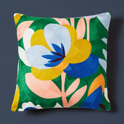  Elements Fieldsley Floral Crewel Square Cushion