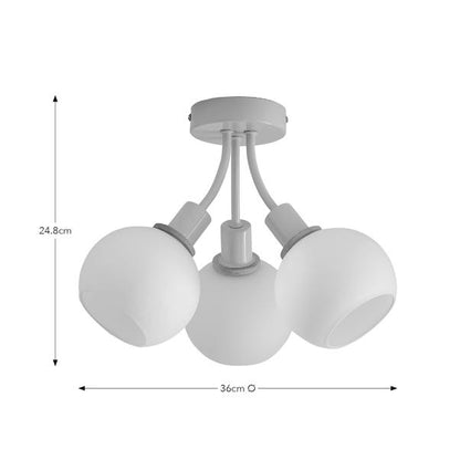  Elements Bailey 3 Light Semi Flush Ceiling Light