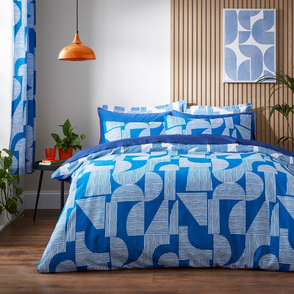  Elements Ezra Blue Cotton Duvet Cover And Pillowcase Set