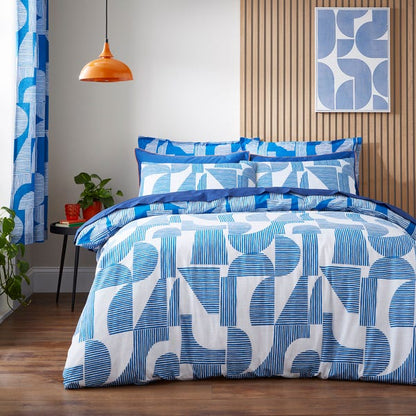 Elements Ezra Blue Cotton Duvet Cover And Pillowcase Set
