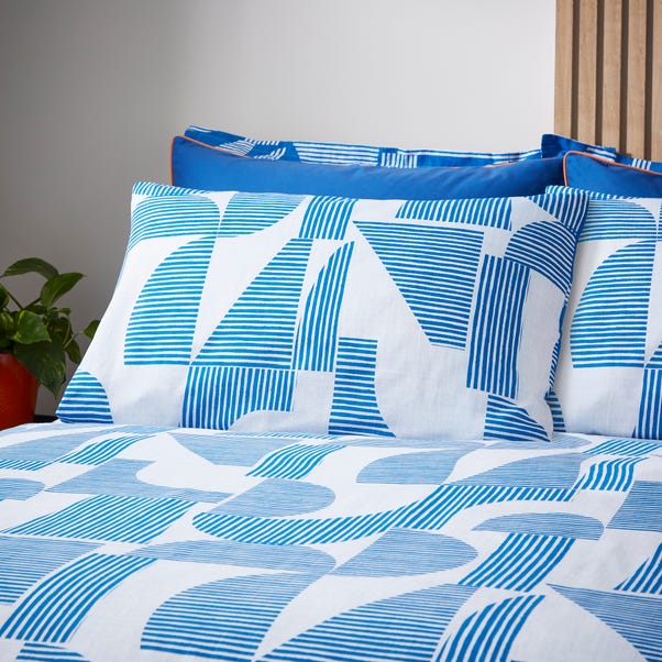  Elements Ezra Blue Cotton Duvet Cover And Pillowcase Set