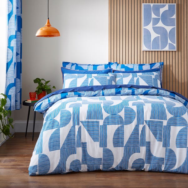  Elements Ezra Blue Cotton Duvet Cover And Pillowcase Set