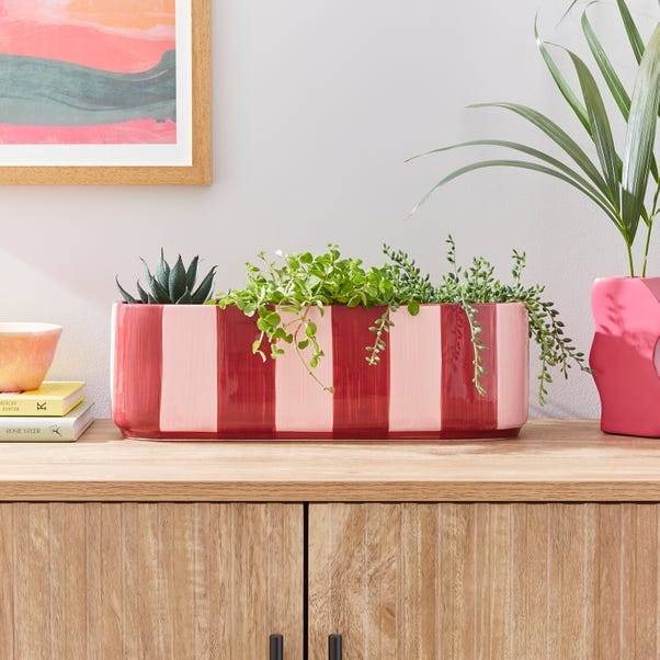  Elements Striped Ceramic Windowsill Plant Pot