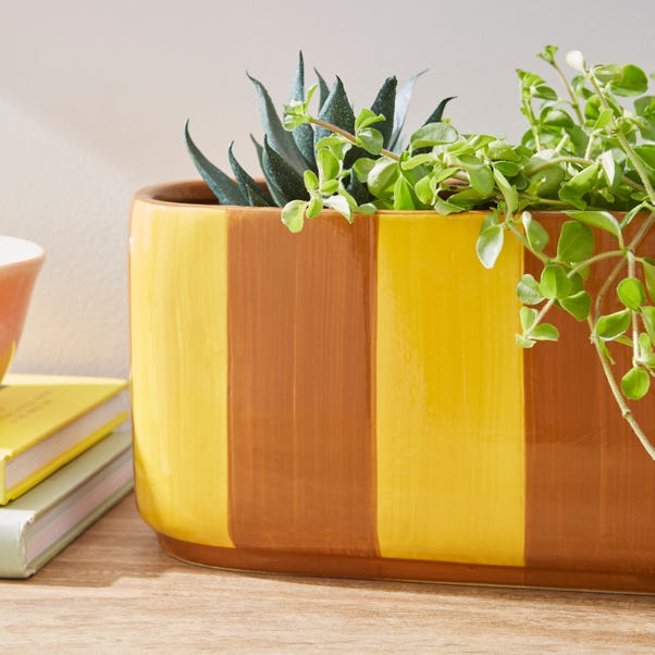  Elements Striped Ceramic Windowsill Plant Pot